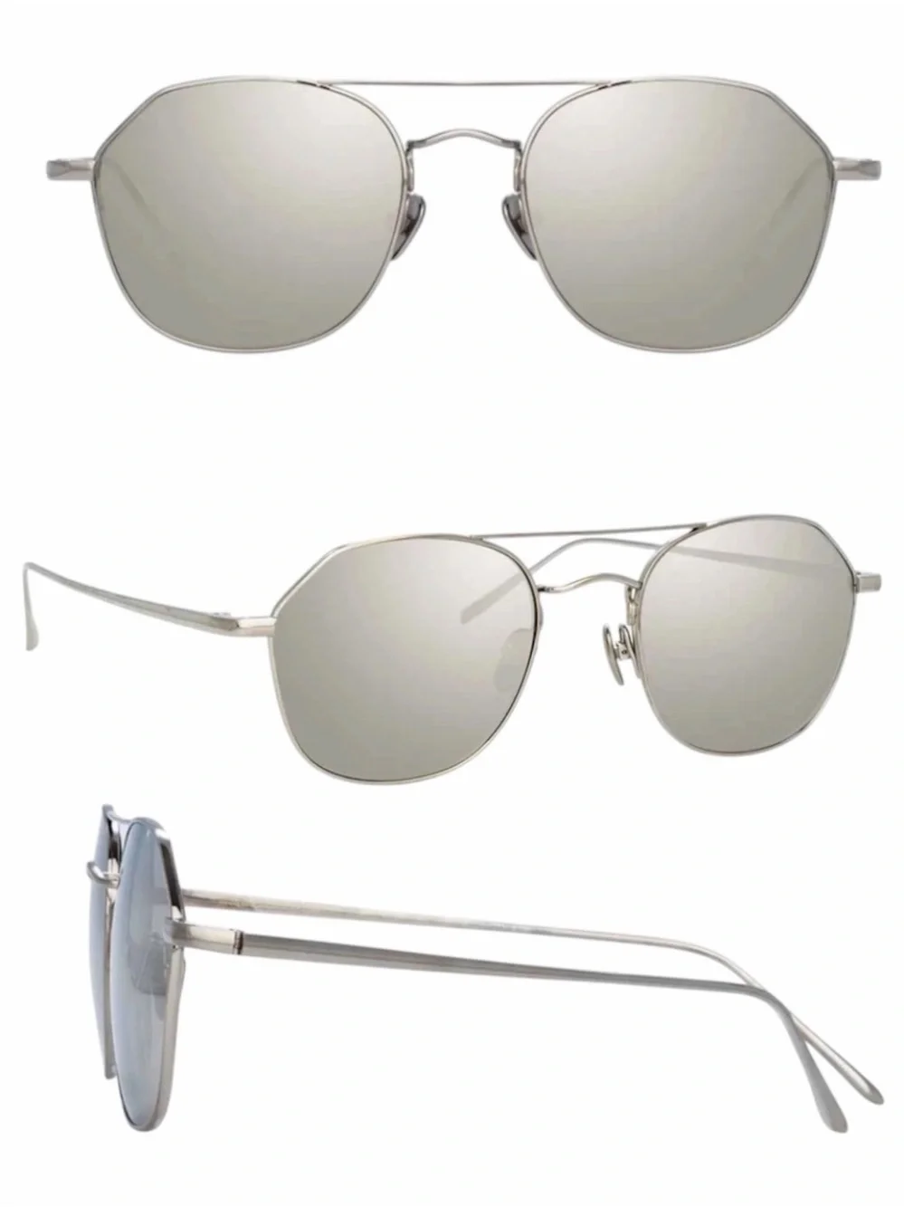 NIB Linda Farrow Dante LFL977 White Gold Sunglasses